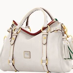 Dooney & Bourke Ecru and Gold Satchel with Classic Design